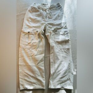 We The Free Women’s Cotton Cargo Pants - Cream Size Small Perfect for Summer
